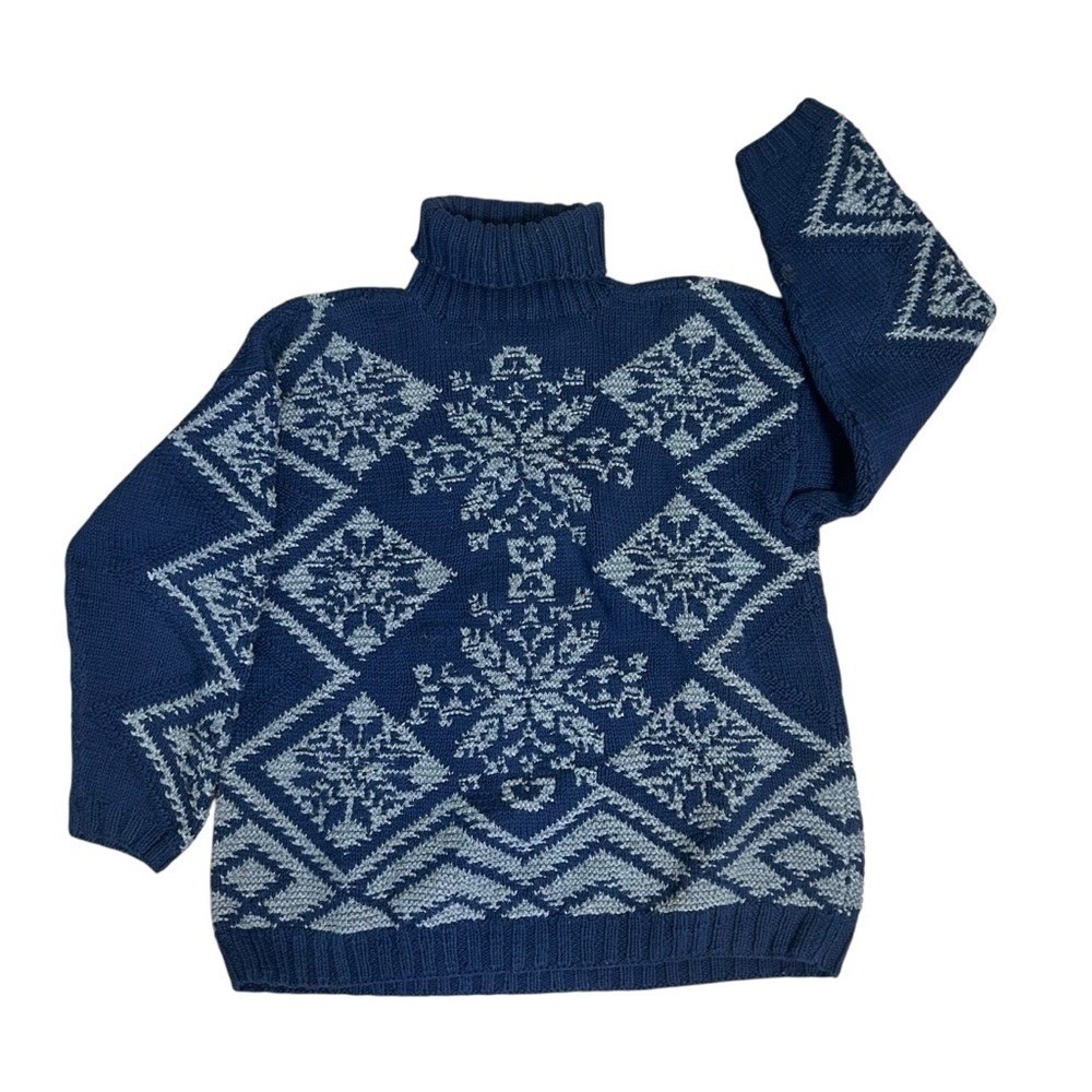 Gap women’s vintage turtleneck sweater Nordic snowflake chunky 90s size medium